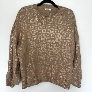 ANDTHEWAY Foil Leopard Sweater Size M/L